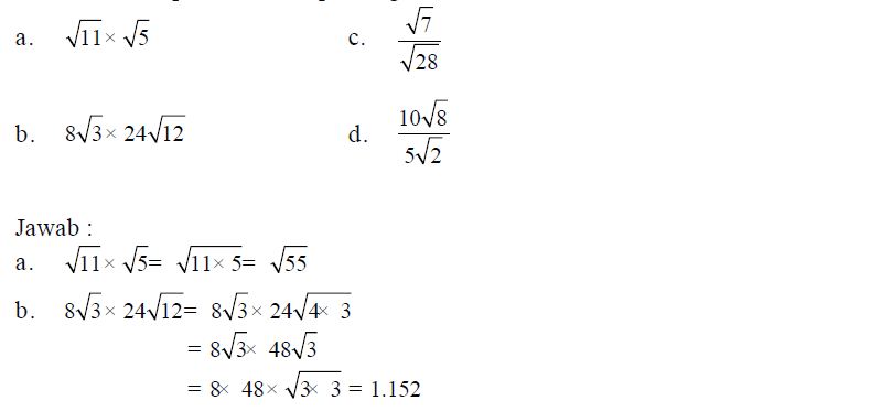 Detail Contoh Soal Perkalian Bentuk Akar Nomer 15