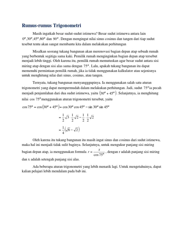 Detail Contoh Soal Perkalian Trigonometri Nomer 28