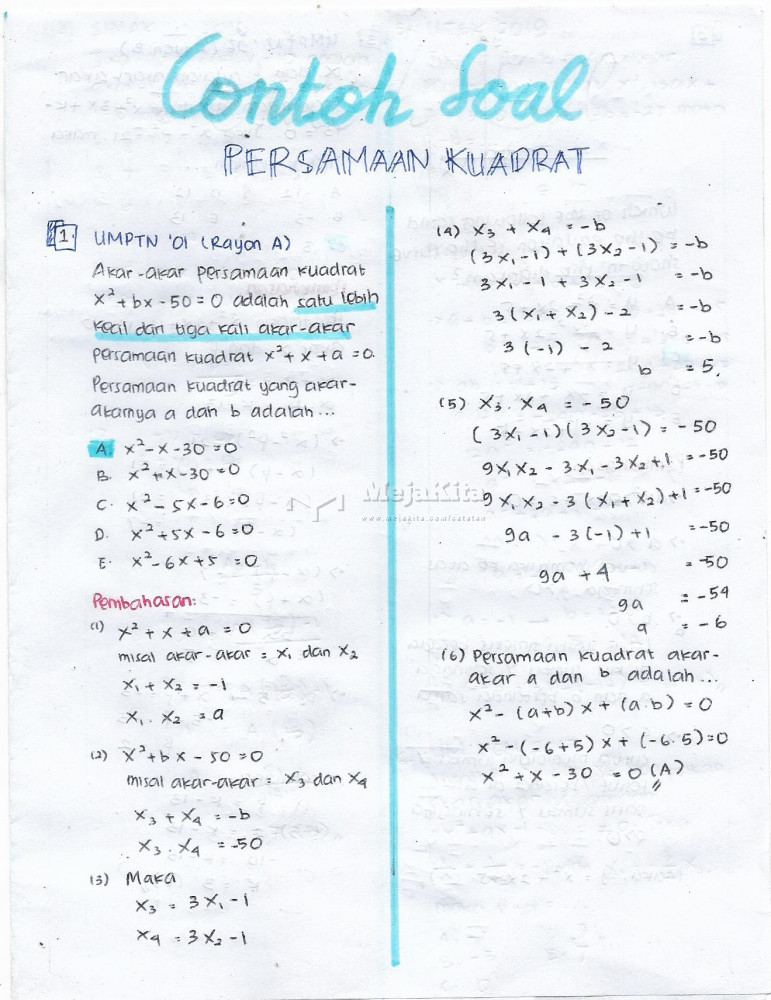 Detail Contoh Soal Persamaan Nomer 29