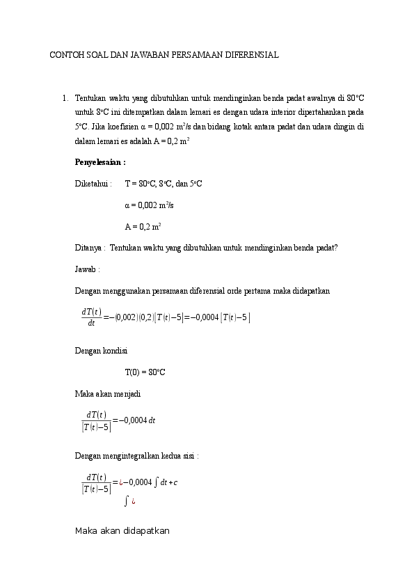 Detail Contoh Soal Persamaan Diferensial Nomer 39