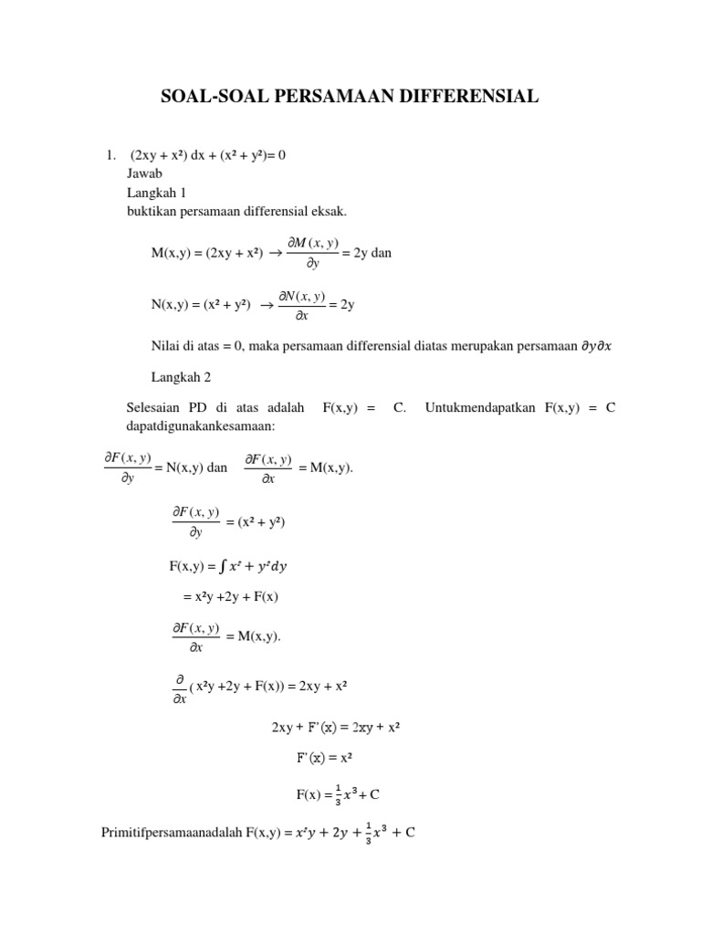 Detail Contoh Soal Persamaan Diferensial Biasa Nomer 32
