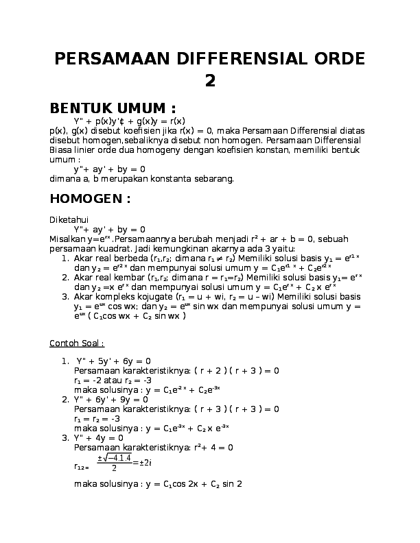 Detail Contoh Soal Persamaan Diferensial Homogen Nomer 41