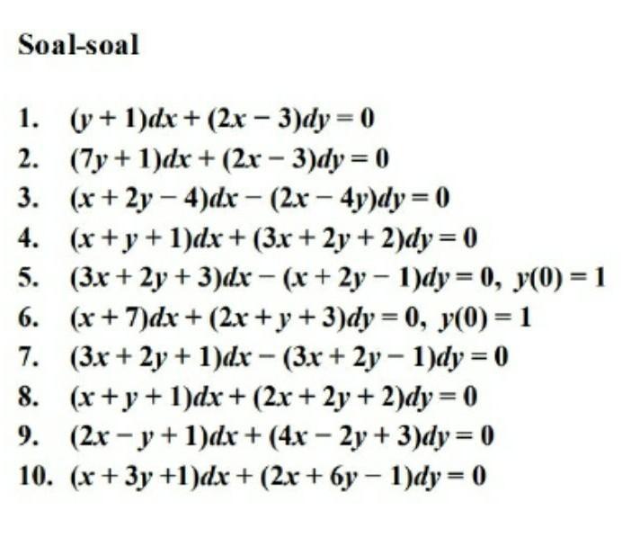 Detail Contoh Soal Persamaan Diferensial Orde 1 Nomer 36