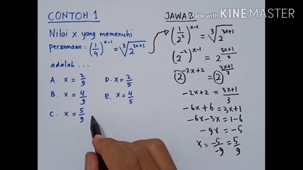 Detail Contoh Soal Persamaan Eksponen Kelas 10 Kurikulum 2013 Nomer 37