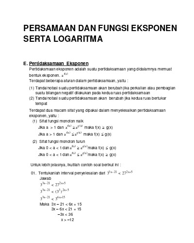 Detail Contoh Soal Persamaan Eksponen Kelas 10 Kurikulum 2013 Nomer 40