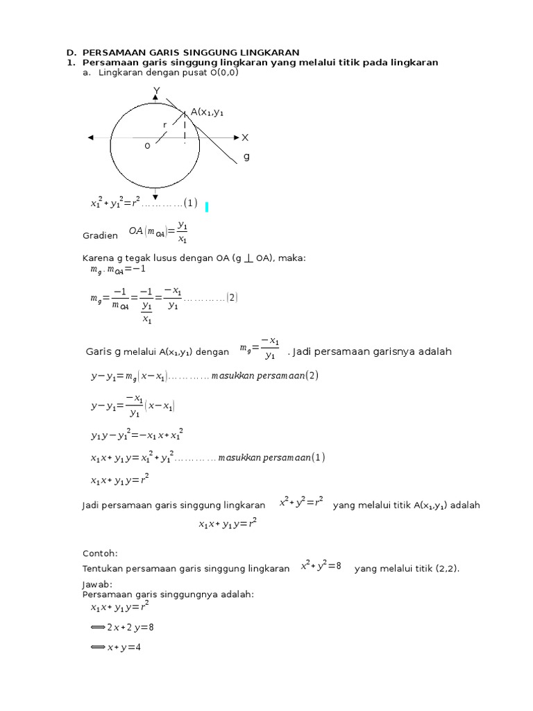 Detail Contoh Soal Persamaan Garis Singgung Lingkaran Nomer 23
