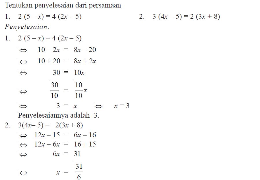 Detail Contoh Soal Persamaan Linear Nomer 5