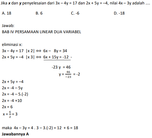 Detail Contoh Soal Persamaan Linear Nomer 40