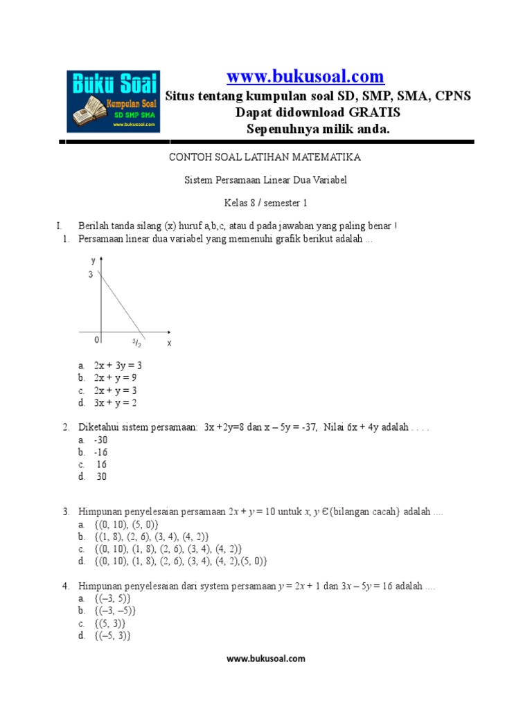 Detail Contoh Soal Persamaan Linear Nomer 49