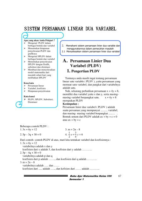 Detail Contoh Soal Persamaan Linear Dua Variabel Kelas 8 Nomer 18