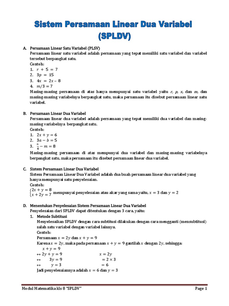 Detail Contoh Soal Persamaan Linear Dua Variabel Kelas 8 Nomer 41