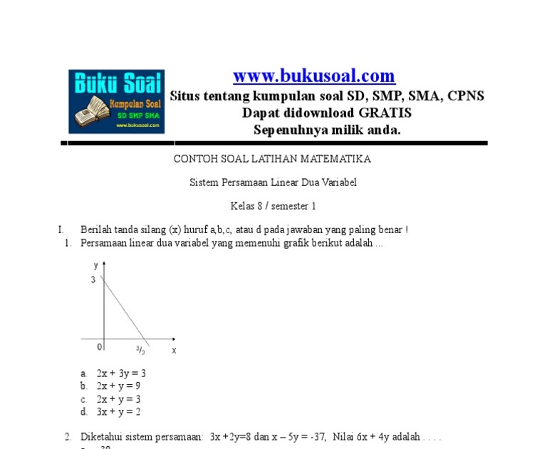 Detail Contoh Soal Persamaan Linear Dua Variabel Kelas 8 Nomer 47