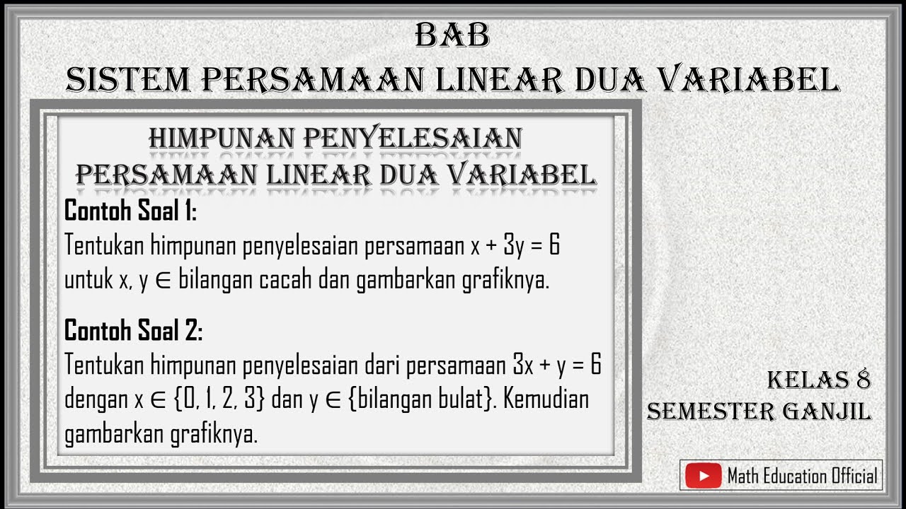 Detail Contoh Soal Persamaan Linear Dua Variabel Kelas 8 Nomer 55