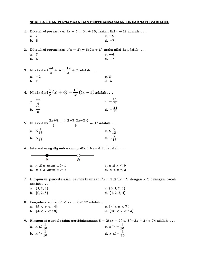 Detail Contoh Soal Persamaan Linear Satu Variabel Nomer 30