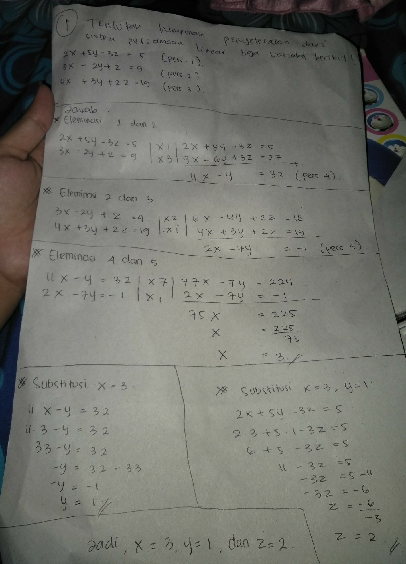 Detail Contoh Soal Persamaan Linear Tiga Variabel Nomer 49