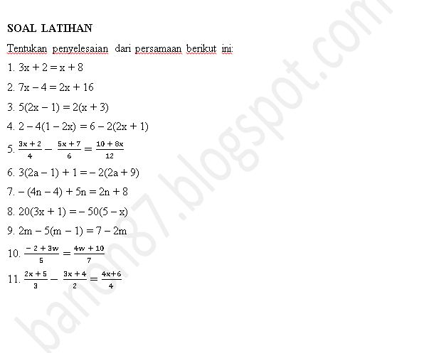 Detail Contoh Soal Persamaan Linier Nomer 11