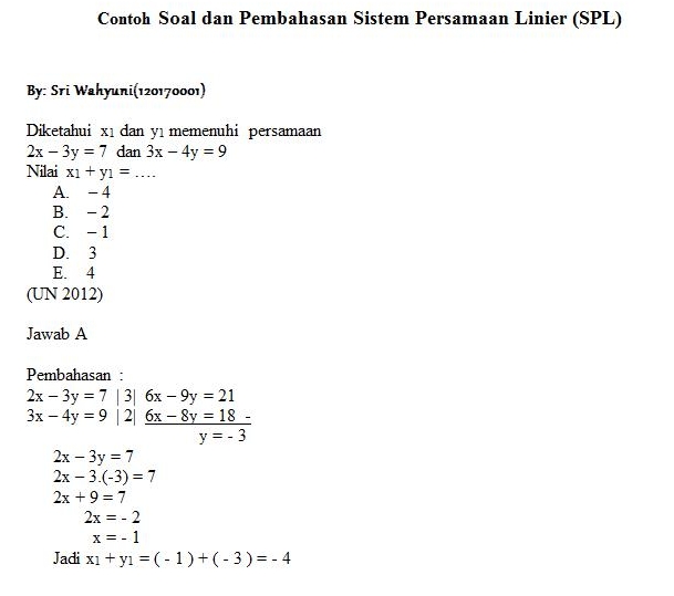 Detail Contoh Soal Persamaan Linier Nomer 36