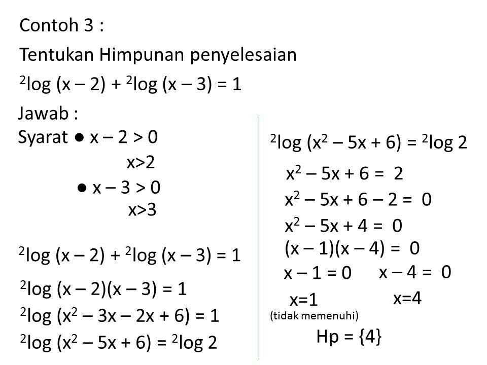 Detail Contoh Soal Persamaan Logaritma Nomer 21