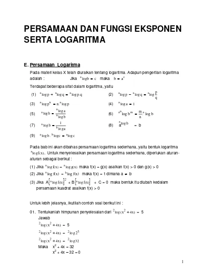 Detail Contoh Soal Persamaan Logaritma Nomer 52