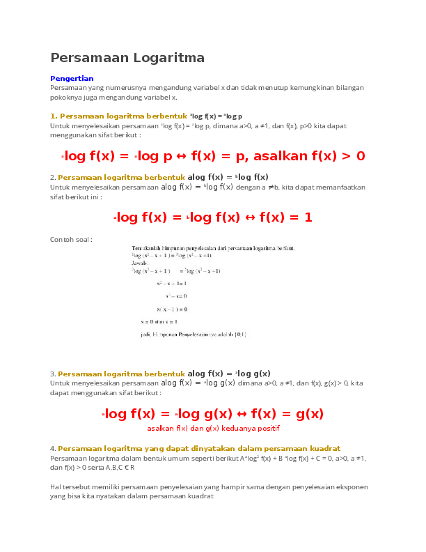 Detail Contoh Soal Persamaan Logaritma Nomer 55