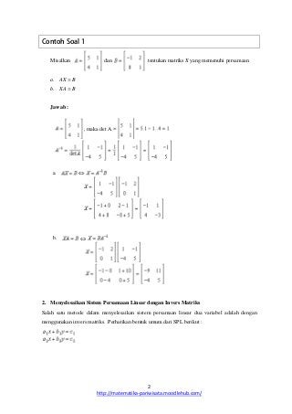 Detail Contoh Soal Persamaan Matriks Dan Penyelesaiannya Nomer 54