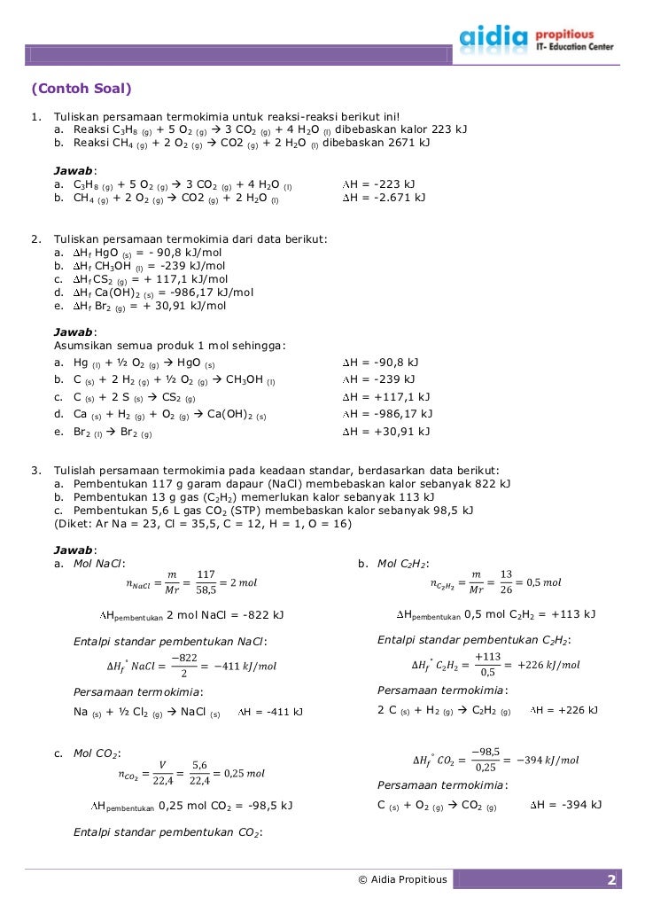 Detail Contoh Soal Persamaan Termokimia Nomer 27