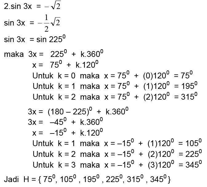 Detail Contoh Soal Persamaan Trigonometri Nomer 9
