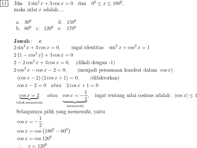 Detail Contoh Soal Persamaan Trigonometri Kelas 11 Nomer 17