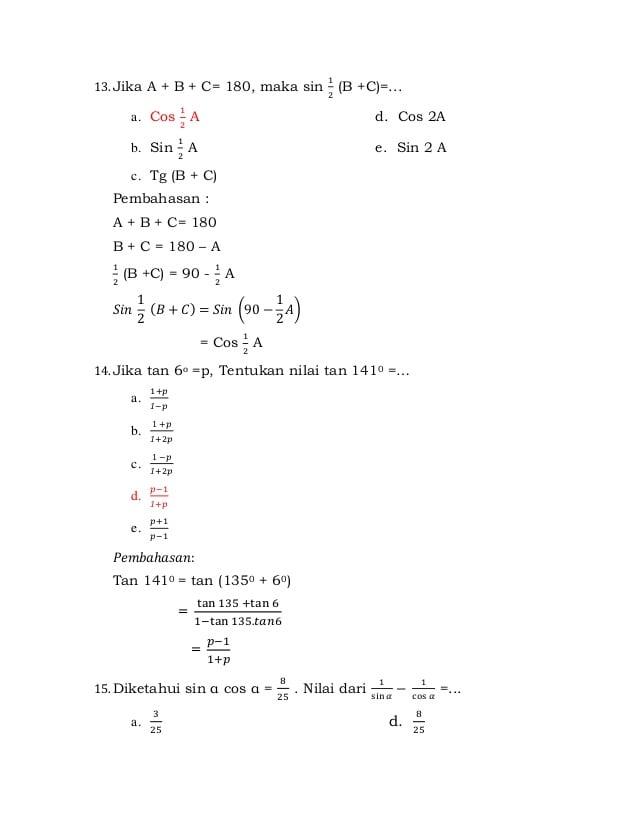 Detail Contoh Soal Persamaan Trigonometri Kelas 11 Nomer 35