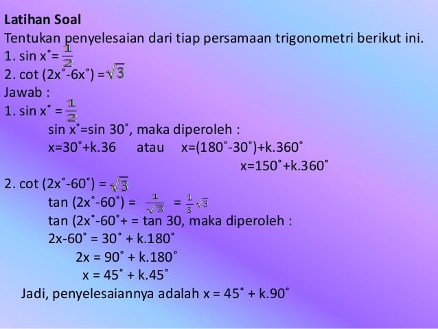 Detail Contoh Soal Persamaan Trigonometri Tangen Nomer 6