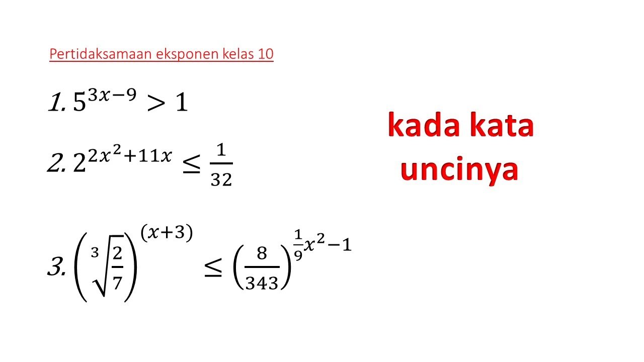 Detail Contoh Soal Pertidaksamaan Eksponensial Nomer 19