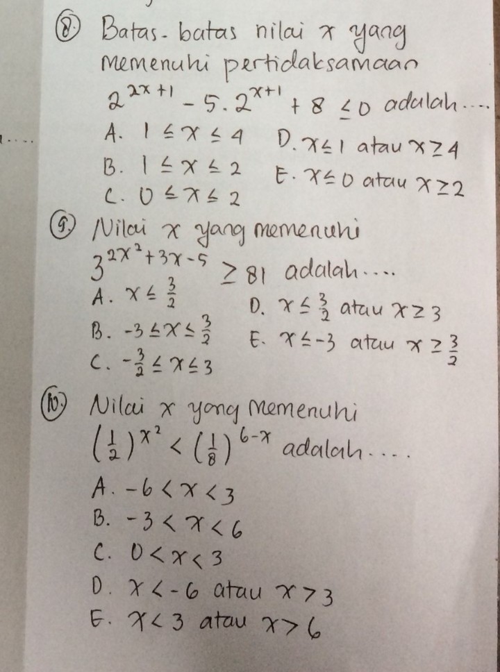 Detail Contoh Soal Pertidaksamaan Eksponensial Nomer 35