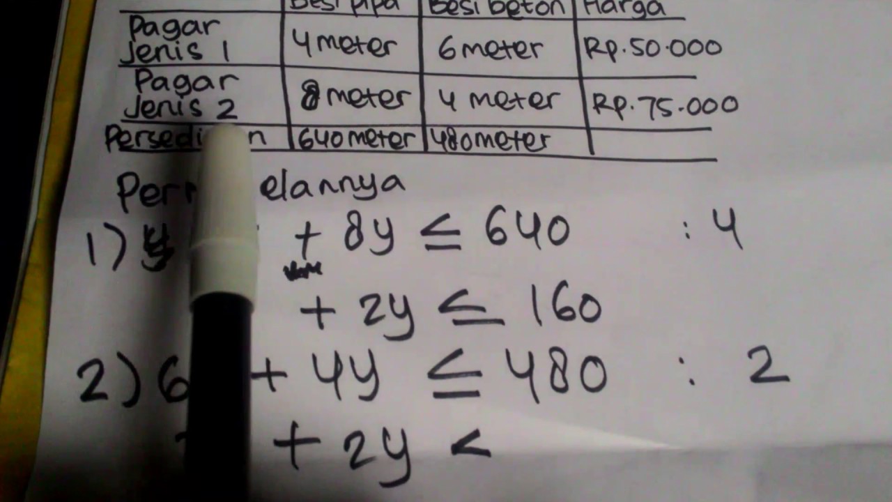 Detail Contoh Soal Pertidaksamaan Linear Dua Variabel Nomer 27