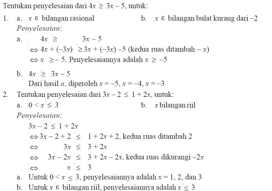 Detail Contoh Soal Pertidaksamaan Linear Satu Variabel Nomer 3