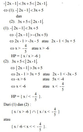 Detail Contoh Soal Pertidaksamaan Nilai Mutlak Dan Penyelesaiannya Nomer 6