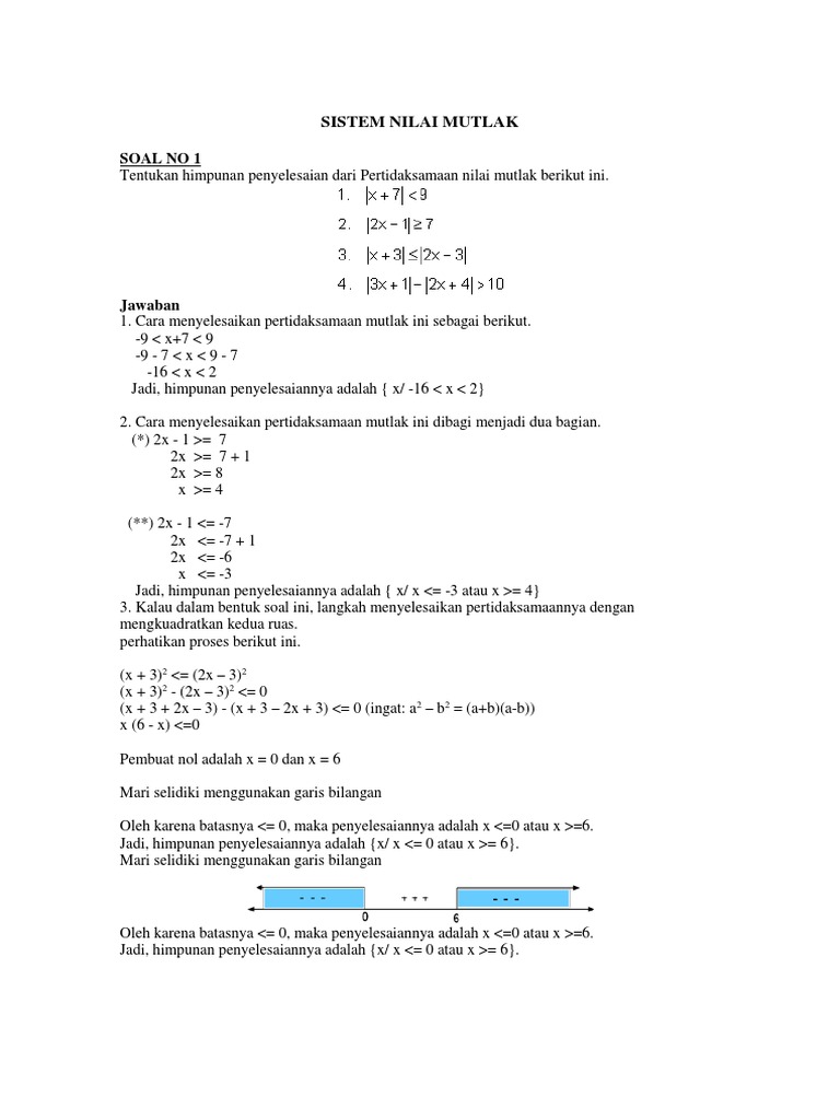Detail Contoh Soal Pertidaksamaan Nilai Mutlak Dan Penyelesaiannya Nomer 51