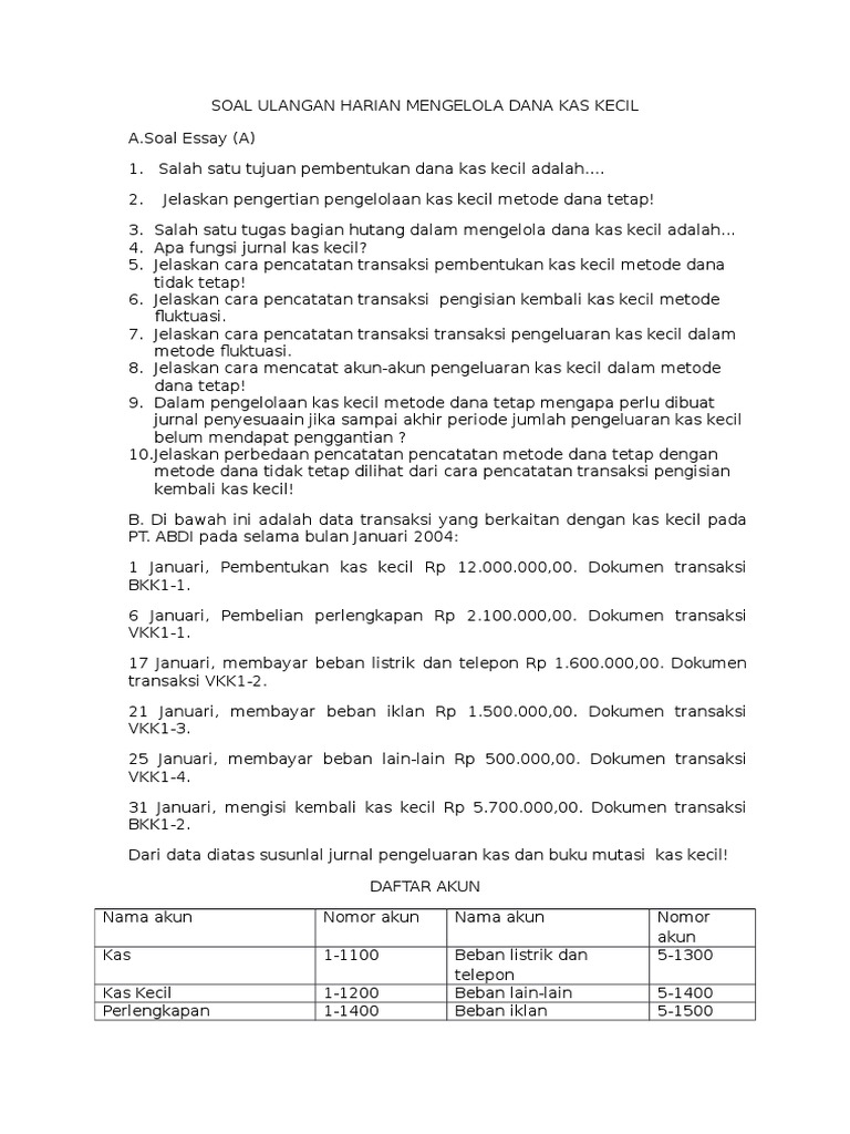 Detail Contoh Soal Petty Cash Nomer 16