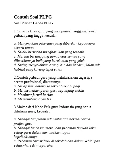 Detail Contoh Soal Pg Nomer 3