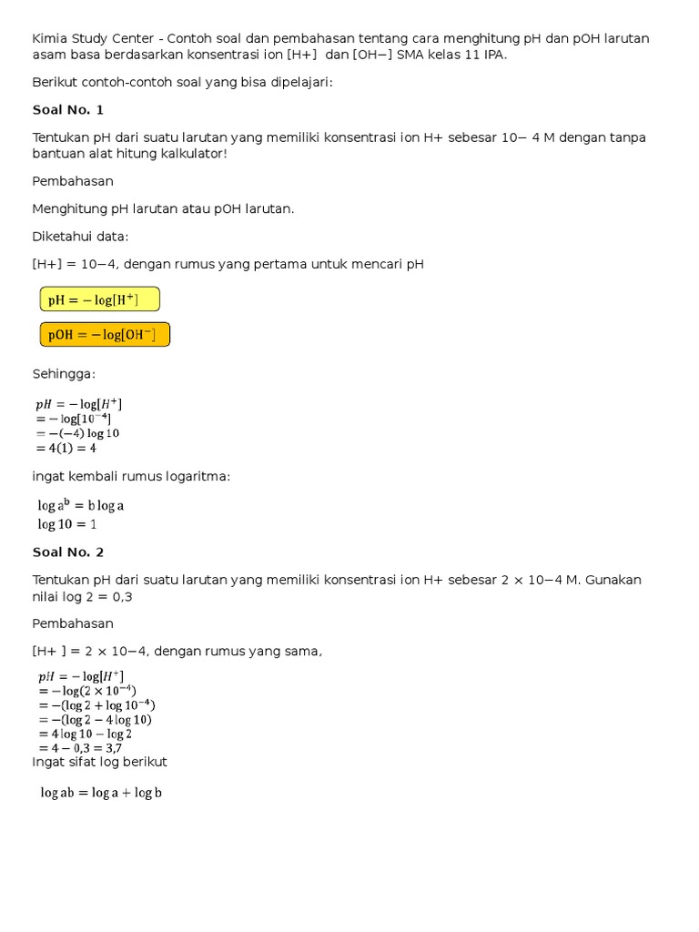 Detail Contoh Soal Ph Asam Lemah Nomer 43