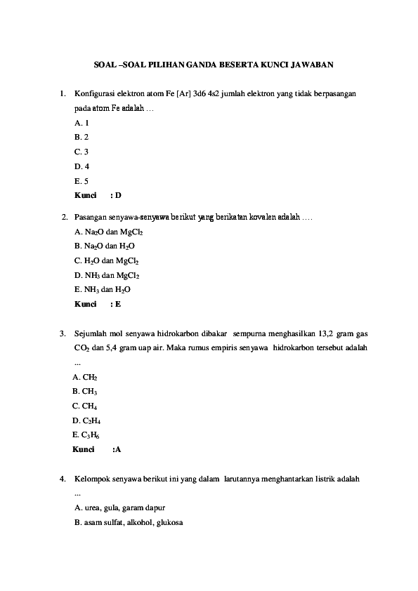 Contoh Soal Pilihan Ganda - KibrisPDR