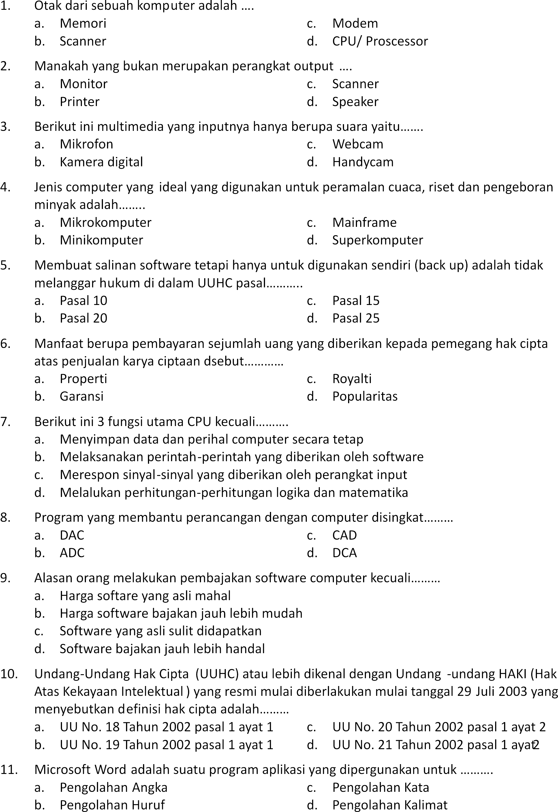 Detail Contoh Soal Pilihan Ganda Sd Nomer 40