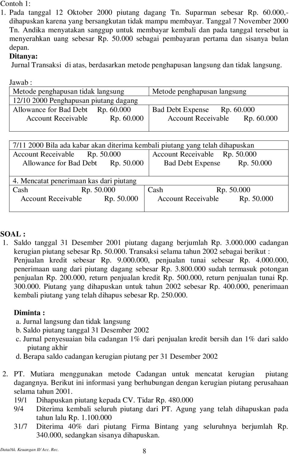 Detail Contoh Soal Piutang Nomer 30