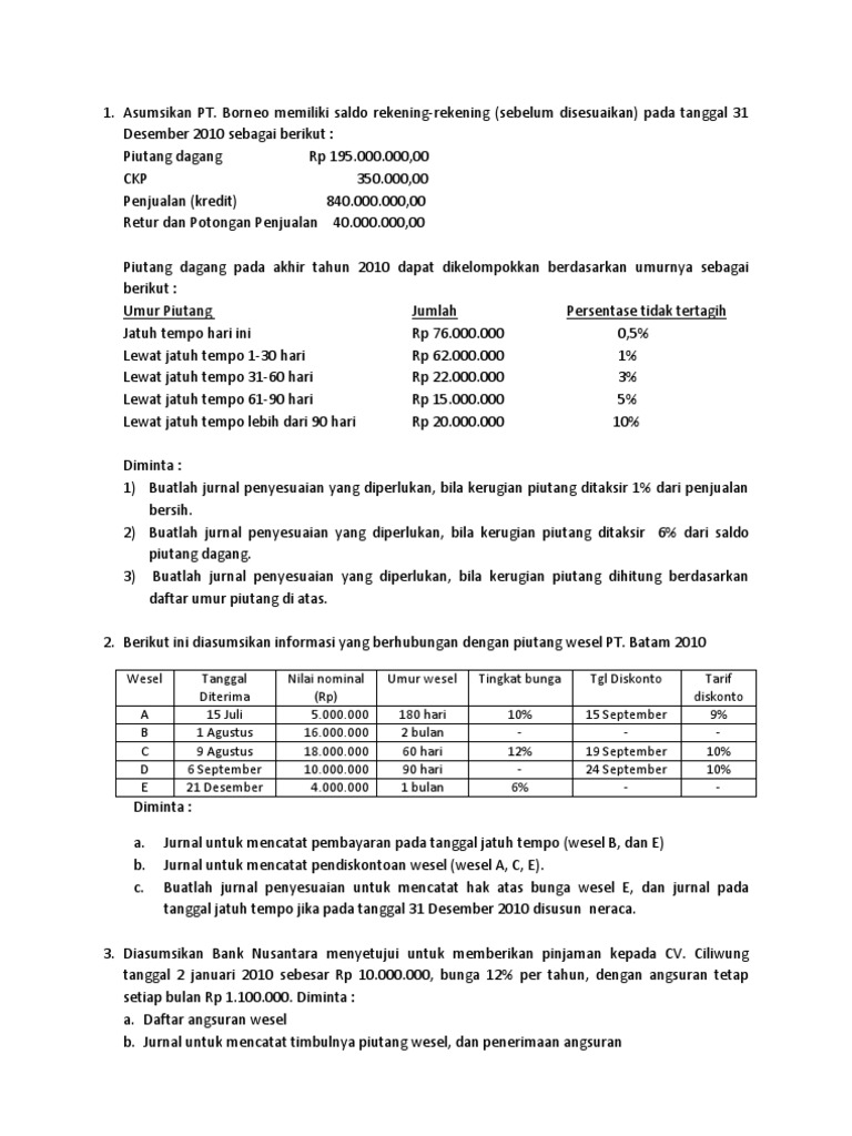 Detail Contoh Soal Piutang Nomer 5