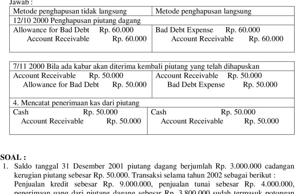 Detail Contoh Soal Piutang Tak Tertagih Nomer 4