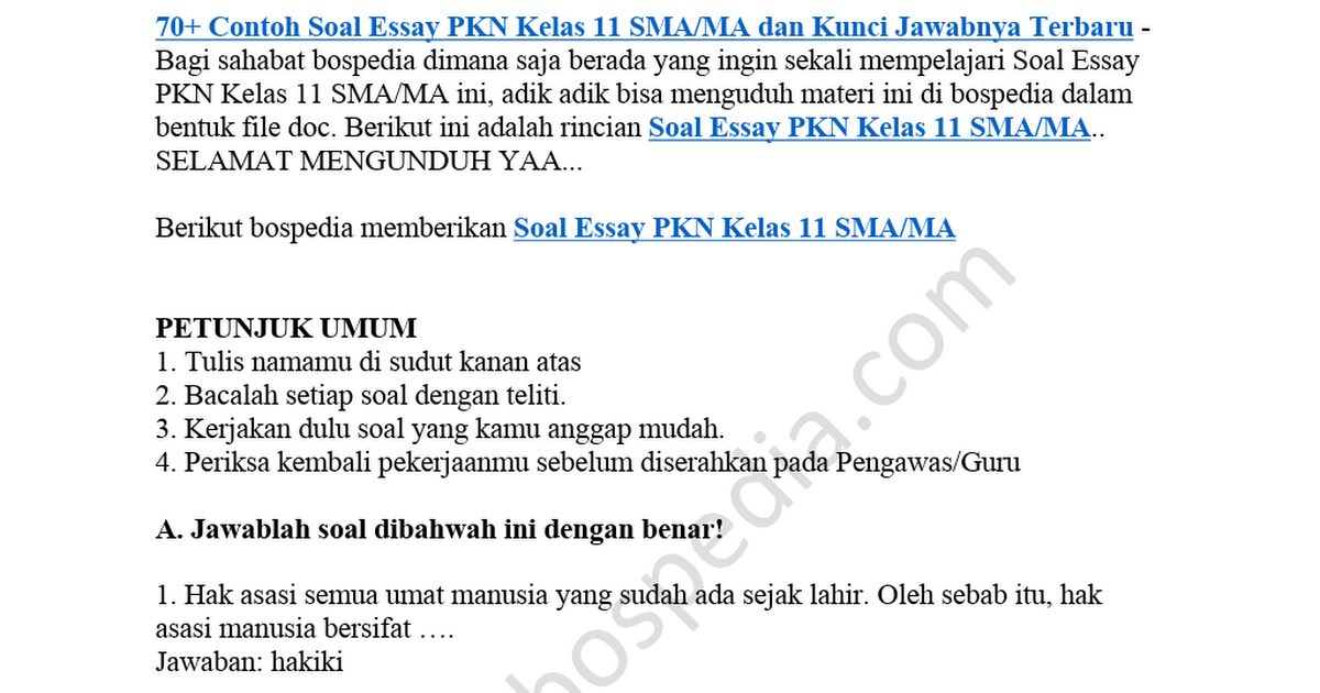 Detail Contoh Soal Pkn Kelas 11 Nomer 51