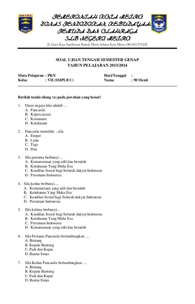 Detail Contoh Soal Pkn Kelas 11 Semester 2 Nomer 38