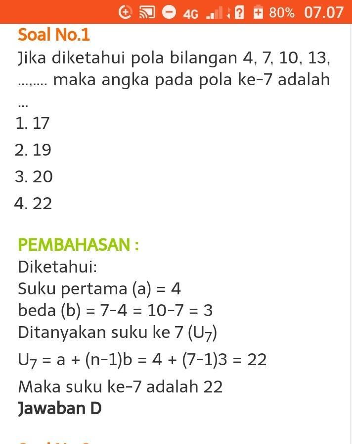 Detail Contoh Soal Pola Bilangan Nomer 6