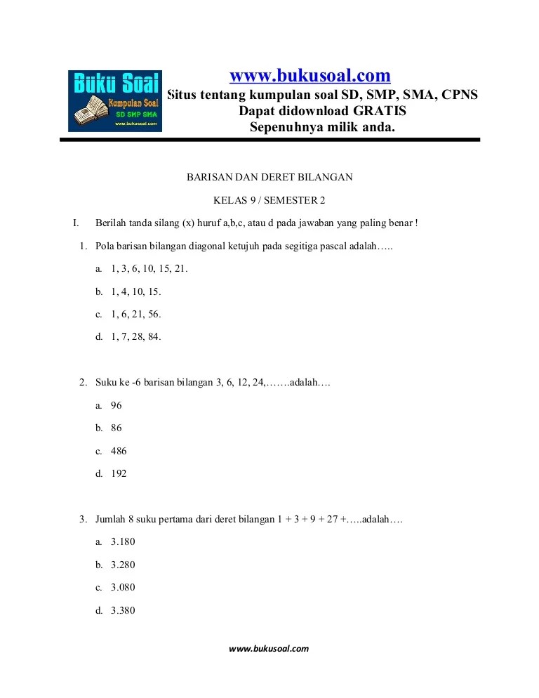 Detail Contoh Soal Pola Bilangan Kelas 8 Nomer 27