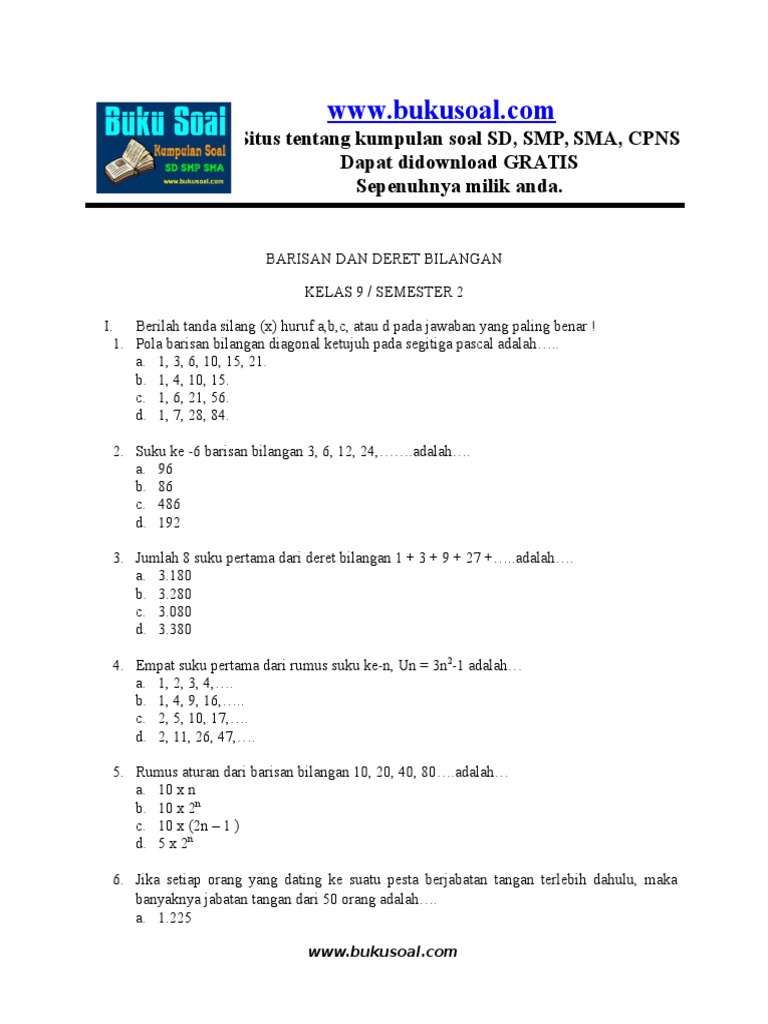 Detail Contoh Soal Pola Bilangan Kelas 8 Kurikulum 2013 Nomer 13