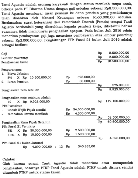 Detail Contoh Soal Pph 21 Terbaru Nomer 46